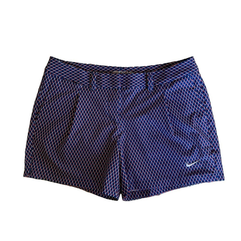 Nike Golf Dri-FIT Women’s Geometric Print Shorts Navy Red White Size 6